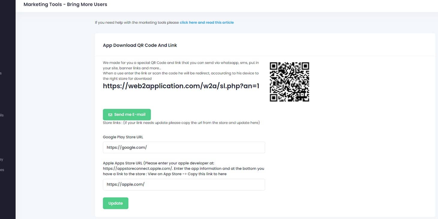 Link intelligente per il download tramite codice qr
