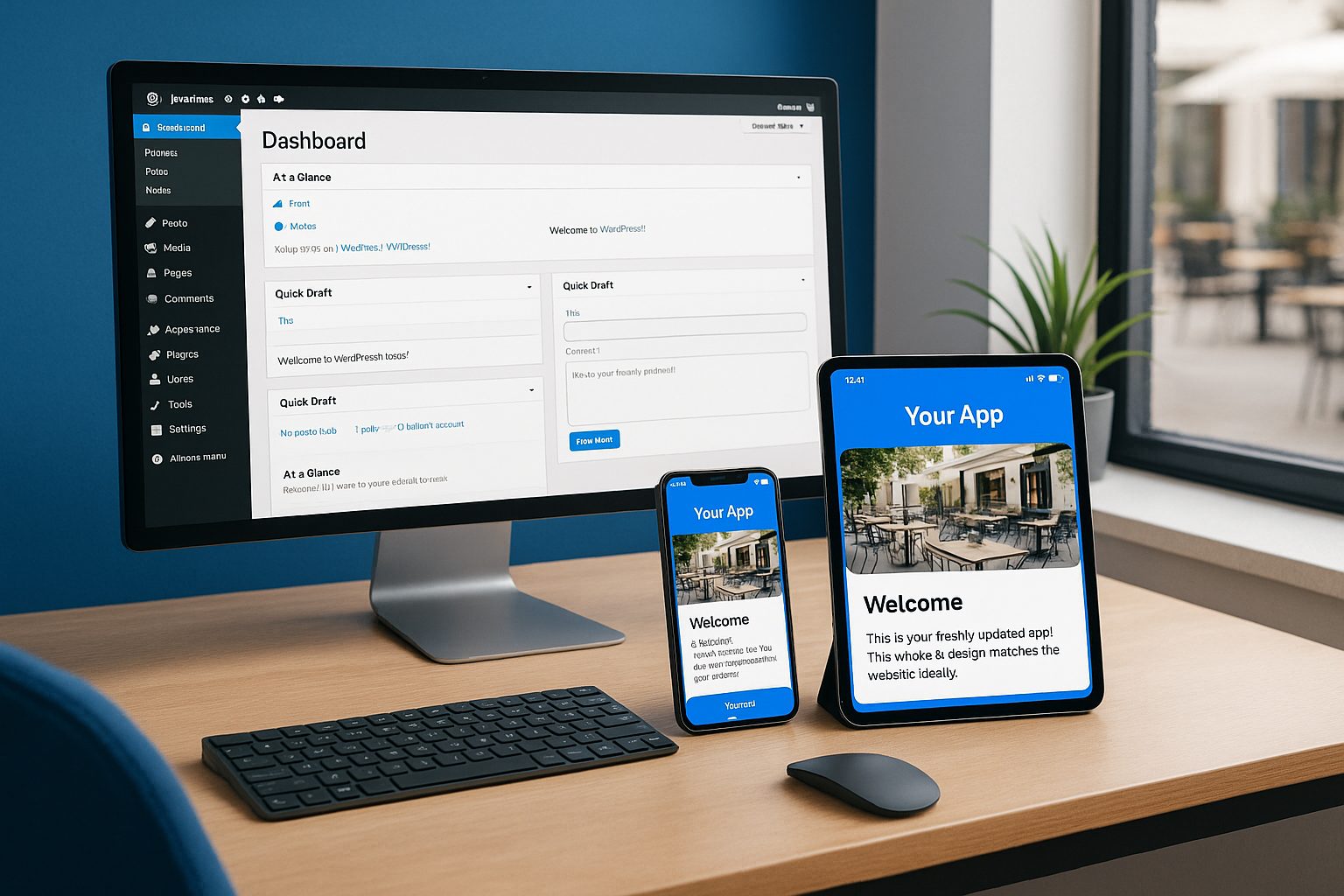 Illustration for article: Beyond Launch: Managing and Updating Your WordPress App After Conversion — wordpress into app
