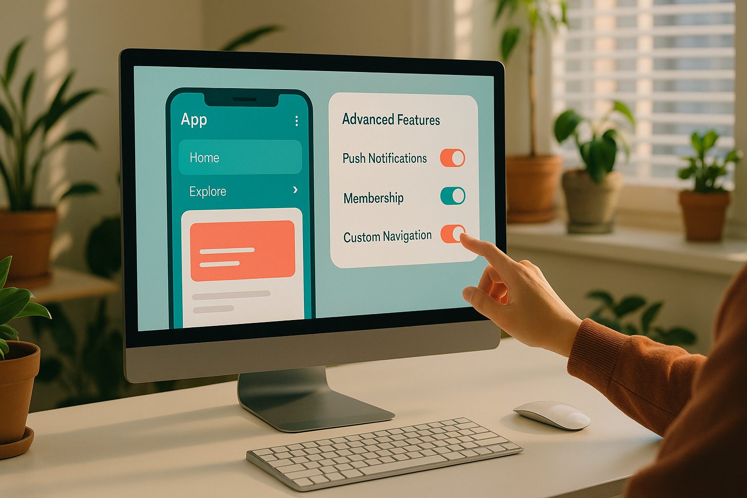 Illustration for article: Beyond the Basics: How to Integrate Advanced Features Into Your Website-Based Mobile App (No Coding Needed) — integrating advanced features in website app builder