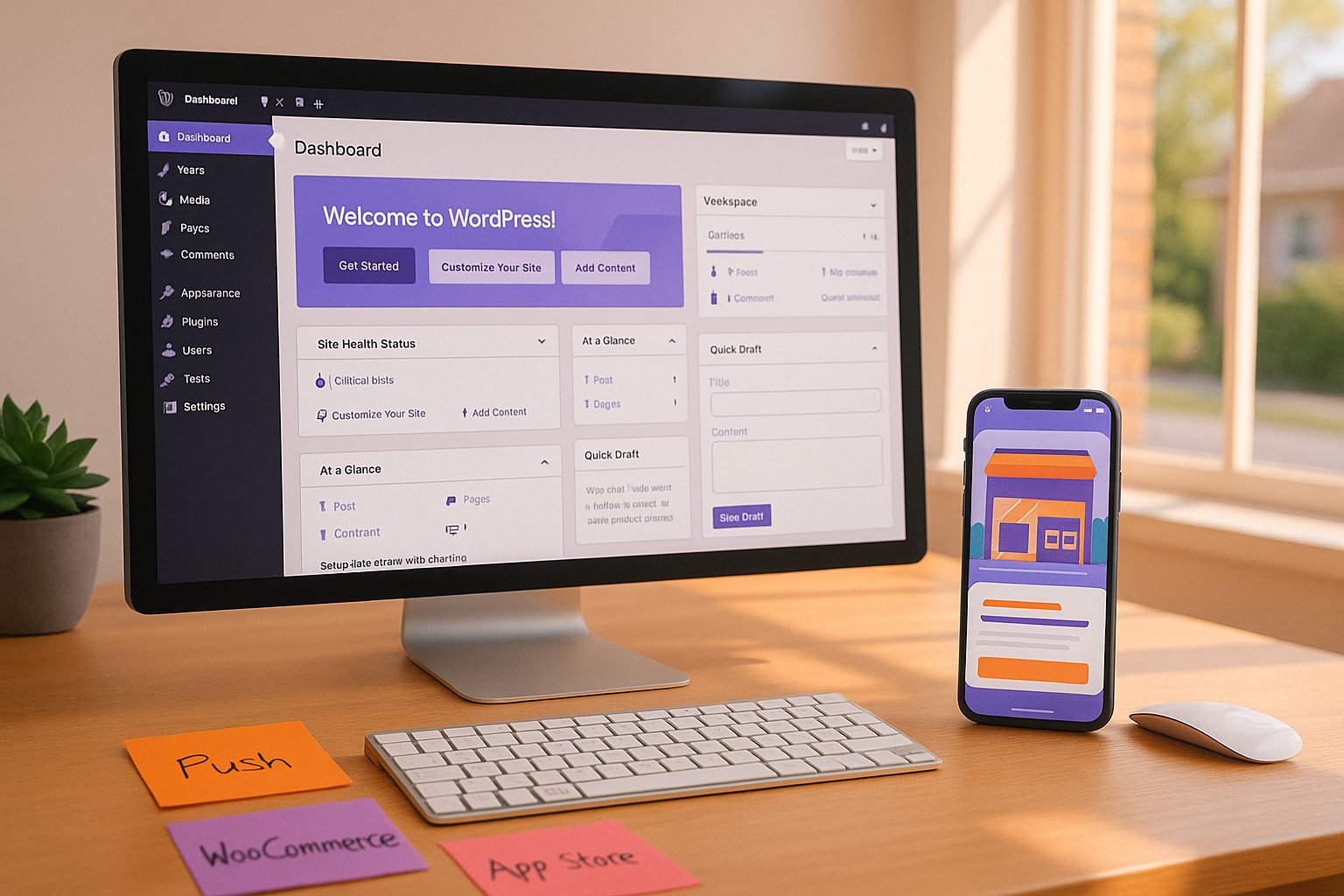 Illustration for article: From WordPress to Mobile App: A Realistic Owner’s Journey from Plugin Setup to App Store Launch — how to turn WordPress site into app