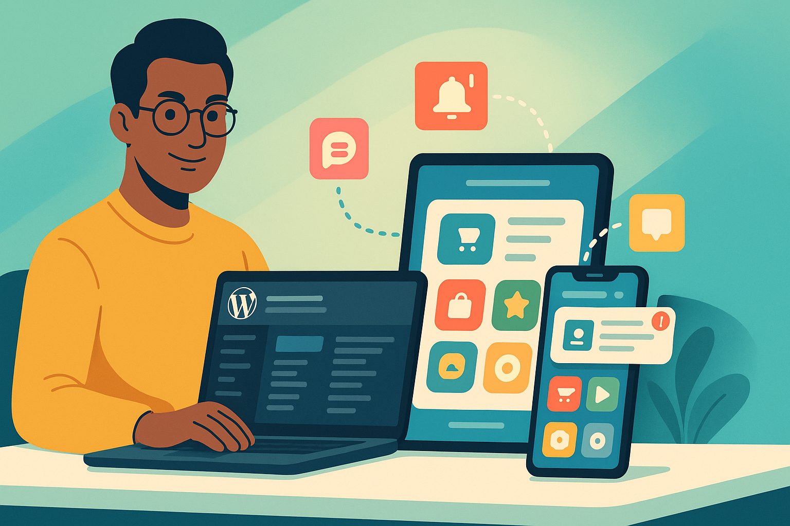 Illustration for article: How to Make an App From Your WordPress Website—No Coding, No Surprises: The Transparent, Step-by-Step Owner’s Guide (With Free Testing and Push Notifications) — how to make an app from a WordPress website without co...