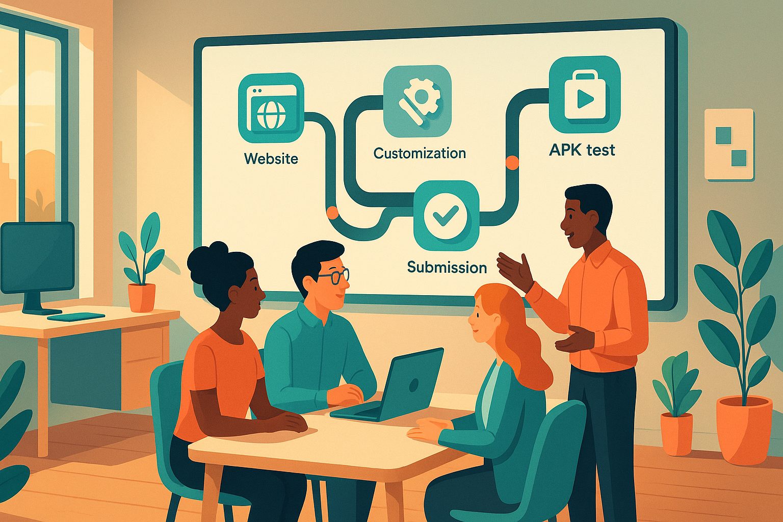 Illustration for article: What to Expect From the App Creation Process With Web2Application: A Transparent Step-by-Step Owner’s Roadmap